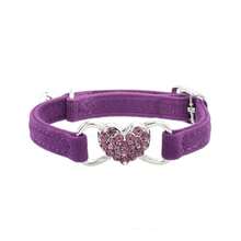 1pc Luxury Plush & Satin Cat Collar With Sparkling Heart Diamond And Bell - Soft Pet Collar Suitable For Weddings, Parties, And Everyday Wear - Multicolor - View 14