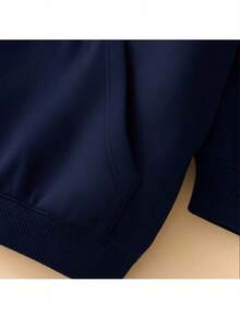 Boys' Paris Kangaroo Hoodie Set, Various Colors, Cotton Flannel - Màu xanh hải quân - Xem 3