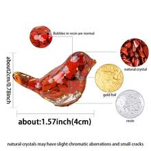 1件天然水晶树脂鸟摆件，室内外家居装饰雕像，圣诞节万圣节礼物，口袋大小的水晶动物饰品，圣诞节和万圣节礼物，经典鸟类雕像，可作为天然石材装饰摆件 - 滴膠小鳥 - 查看 6