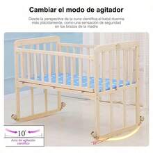 Cuna Colecho Bebé Madera Mecedora Con Ruedas Y Mosquitero - Amarillo - Ver 8