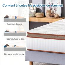 Mattress 140x200 Cm - 26 Cm - Hybrid - Pocket Springs + Memory Foam - Medium-Firm Support - Ultra Breathable - 7 Zones - 香檳色 - 查看 6