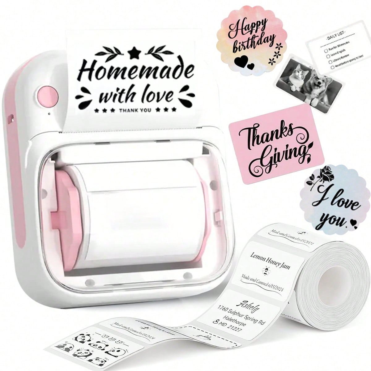 Portable Mini Label Printer, Thermal Label Maker With 1 Roll Of 40-20mm Label Paper, Wireless Label Printer Suitable For Small Businesses, Office, Home, Address, Office