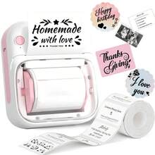 Impressora de Etiquetas Mini Portátil, Impressora de Etiquetas Térmica com 1 Rolo de Papel de Etiqueta de 40-20mm, Impressora de Etiquetas Sem Fio Adequada para Pequenas Empresas, Escritório, Casa, Endereço, Escritório - Multicolorido - Visão 3