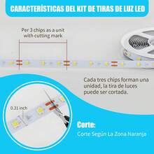 Tira Led de 5M, Luz COB 24V, Luz LED flexible cortable, Adecuado para Sala de Estar, Cocina, Armario, Dormitorio,, Escaleras, Etc (5 Cálido) - 10M Blanco - Ver 10