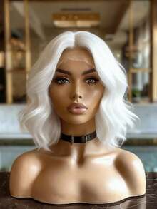 13x4 Short Body Wave Lace Front Wig Human Hair Glueless Wigs Pre Plucked HD Lace Front Wig For Women With Baby Hair 200% Density Platinum White Human Hair Wig Brazilian Virgin For Dance Party Street Wear Use - 白金金髮 - 查看 1