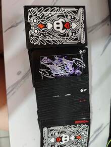 Baralho de Cartas de Jogar Personalizadas com Grafite, Cartas Colecionáveis com Tema de Anjo Preto e Branco, Jogo de Tabuleiro de Entretenimento Multiplayer, Cartas de Papel Durável - Multicolorido - Visão 5