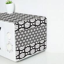 1pc Geometric Print Pattern Microwave Dust Cover, Decorative Dust Cover, Flat Printing, Linen Material, Non-Waterproof, With Side Pocket, Home Decor, Appliance Protection Decor, Easy To Use And Clean - Multicolor - View 10