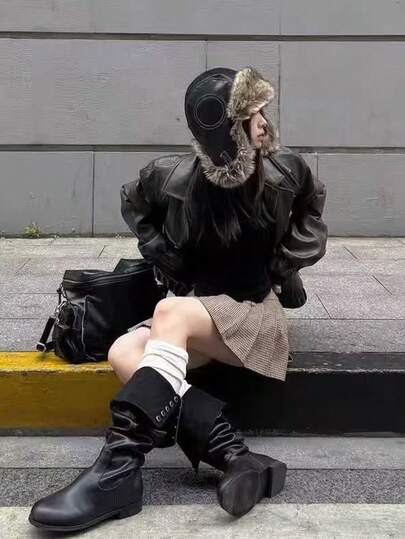 Fashionable Retro PU Leather Unisex Bomber Hat, Thick Fluffy Ski Hat, Cycling Ear Muffs And Aviator Hat, Suitable For Cycling And Other Outdoor Sports, Camping Equipment, Camping Essentials