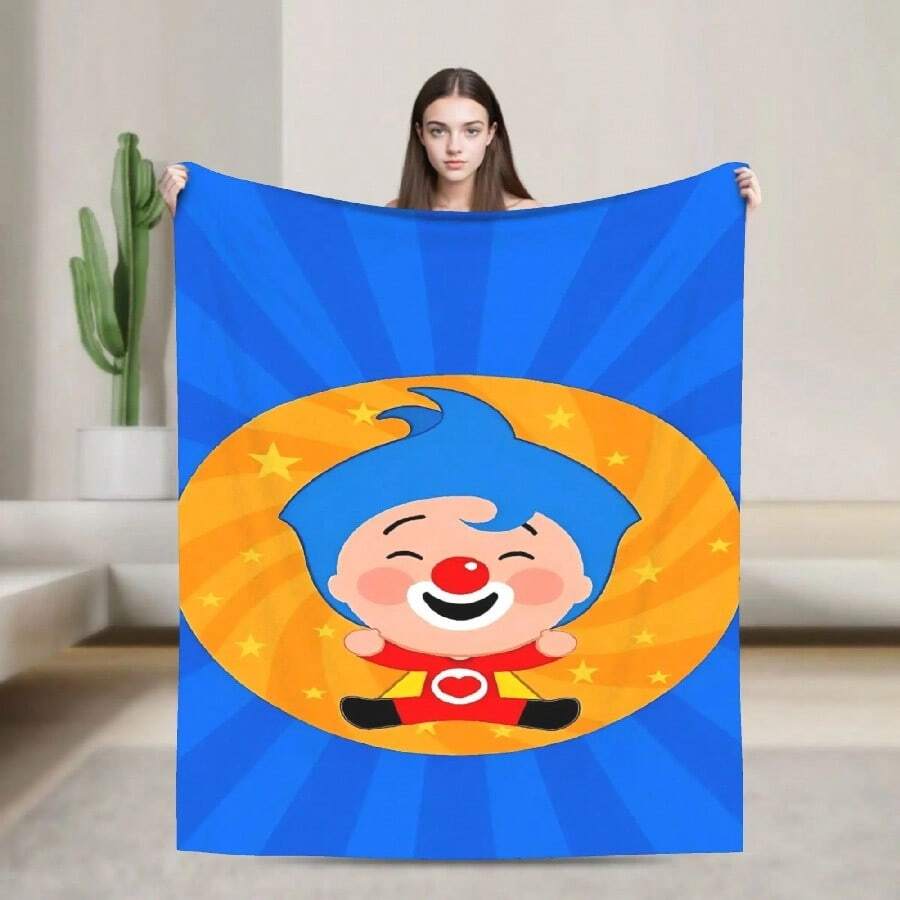Soft Cozy Bedding Throws Travel Office Cute Cartoon P-Plim Blanket  Flannel Bedspread For Bedroom Novelty Sofa Bed Cover(2).Jpg - trắng - Xem 1