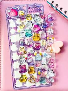 3D Embossed Rainbow Stickers, Suitable For Children, Cute Cartoon Animals, Underwater Creatures, Rabbit Family Stickers, Decorations - Gifts. Home Decor, Party Decorations, Birthday Gifts And Various Holiday Gifts, Fashionable. Fashion Item. Luxury. Sewing. DIY. Gifts For Friends Or Partners. - Multicolor - View 4