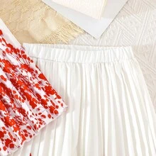 女童渐变印花套装 - 褶皱吊带背心 + 阔腿裤，2 件套，夏季度假风 - 紅色 - 查看 5