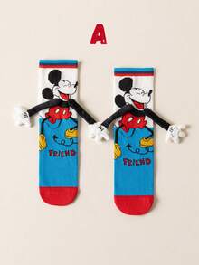 Disney 3双可爱3D迪士尼米奇过膝袜，儿童圣诞节大腿袜，时尚儿童派对长袜，高品质礼物。返校季，趣味时尚的迪士尼粉丝必备，家庭聚会圣诞礼物手提袋袜 - 彩色 - 查看 18