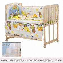 Cuna Colecho Madera Mecedora Con Ruedas Y Mosquitero Para Bebé - Amarillo - Ver 3