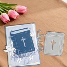 Creative Book Shaped Mold, DIY Photo Album And Embossing Template, Greeting Card Making Tools, Card Cutting Paper Craft, Gift Card Making Template Cutting Mold - Silver - View 5