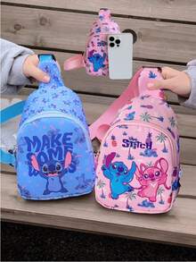 Disney 幼儿儿童包，迷你超小零钱包，男女童小腰包，时尚胸包，可爱零钱包，卡通史迪奇收纳袋，多功能收纳袋，派对礼物斜挎包，户外运动包 - 胸包 - 查看 3