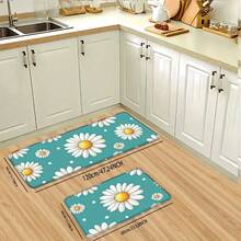 1/2/3pcs, Stylish Daisy Print Kitchen Set - Non-Slip Absorbent Rugs Easy Cleaning And Comfort In Your Home, Exquisite And Practical Home Decoration Gifts - Black - View 6