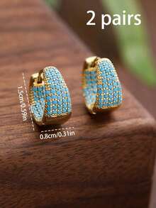 女士波西米亚风耳环，适合婚礼和母亲节礼物。铜质耳环，饰以独特的合成绿松石，百搭时尚，是派对和送礼的理想之选，适合全年佩戴。（注：由于光线和拍摄角度的原因，实物可能与图片略有差异） - 藍色 - 查看 11