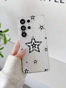 1个创意个性化格子粉色星星波点图案高透明手机壳，防摔防刮防指纹透明TPU软壳，摄像头镜头保护，兼容三星、Nothing、Pixel等品牌手机。 - 彩色 - 查看 1