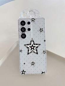 1个创意个性化格子粉色星星波点图案高透明手机壳，防摔防刮防指纹透明TPU软壳，摄像头镜头保护，兼容三星、Nothing、Pixel等品牌手机。 - 彩色 - 查看 4
