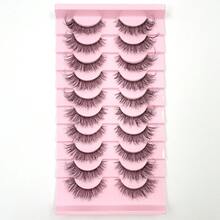 10 Pairs Value Pack Transparent Band 5D Faux Mink Lashes Fluffy Natural Crisscross Thick Lashes - Black - View 8