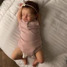 Cloth Body Vinyl Limbs 48 CM 19inch Asleep Reborn Baby Doll Toy For Girl Lifelike Collectable Humanoid Babies Doll With Pink Clothes Cute Kids Birthday Gift - 睡娃娃 - 查看 1