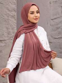 Simple Collection Modest Hijabi Women's Jersey Hijab With Elastic Edging - Multicolor - View 13