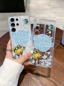 SpongeBob SquarePants 1pc Cartoon SpongeBob Bubble Letter Pattern Shock-Proof Perforated Phone Case Cover, Compatible With Samsung/Compatible With IPhone 17/16/15/14/13/12/11 Pro Max/12 Pro/14 Plus And Other Models - Multicolor - View 4