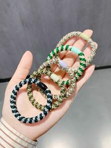 5条纯色休闲涤纶纤维弹力发圈，加厚马尾发圈，简约发饰 - 彩色 - 查看 11