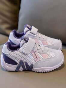 1 Paio di scarpe sportive versatili e confortevoli per ragazze, nuove sneaker casual in pelle e rete per bambini, adatte per bambini piccoli/bambini - Viola - Visualizzare 2