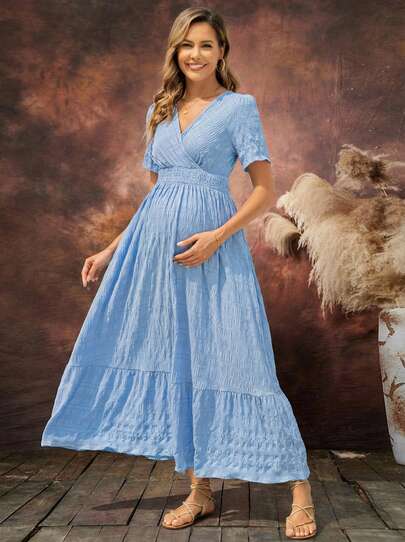 Irresista 孕妇装 女士 夏季和春季 高腰 孕妇褶边 多层孕妇连衣裙 适合婴儿洗礼