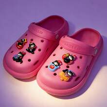 6pcs Black & Blue Naughty Black Cat Detachable Hole Punch Shoe Charms - Mischievous Black Cat - View 3