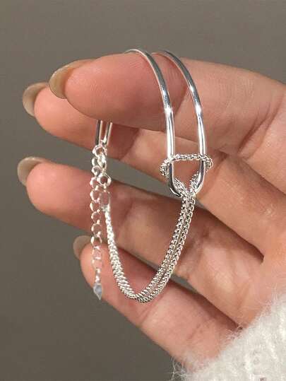1件S925纯银几何设计手链，轻盈奢华，灵感源于自然的极简主义线条与扭纹手链/手镯，精致的节日礼物