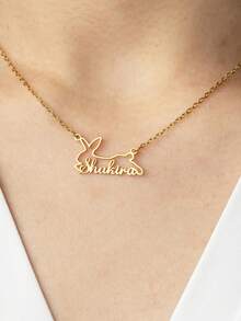 定制樱花项链 樱花图案个性化文字项链 男女通用 日文汉字项链 不锈钢饰品 - 彩色 - 查看 13