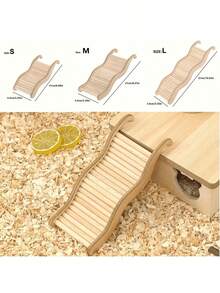 木制仓鼠沙滩主题玩具 - 波浪形楼梯和柔软的攀爬梯，适合小型宠物，天然木桥和围栏，可用于笼子装饰（天然木材手工制作） - 米色 - 查看 11