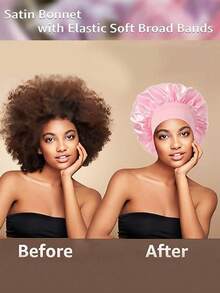 1pcs Silk Sleep Bonnet Set - Satin Hair Wrap For Curly/Natural Hair With Soft Elastic Band (Black & Gold), Gentle Night Cap For Hair Protection & Frizz Control - 彩色 - 查看 9