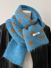 1条时尚鸡蛋围巾，女士柔软蜡毛针织保暖加厚围巾，适合学生冬季搭配连衣裙