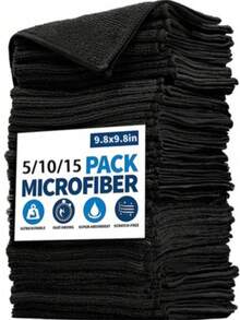 15pcs/16pcs/17pcs/20pcs Kitchen Cleaning Cloths, Other Cleaning Cloths, Soft Microfiber, Super Absorbent Dishcloths, Multi-Purpose Cleaning Rags, Double-Sided Cleaning Wipes, Kitchen Accessories, High Water Absorption, Suitable For Car Cleaning, Kitchen Degreasing, Dishwashing, Bathroom And Home Cleaning, Household Essential. Mother's Day Gift - Black - View 1