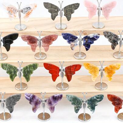 1pc Natural Crystal Butterfly, Designed For Home Decor, Suitable For Butterfly Themed Events, Expansion Decoration, Party Decorations, Flower Shop Display, As Well As Gifts For Crystal And Nature Lovers On Anniversary, Birthday, Valentine's Day