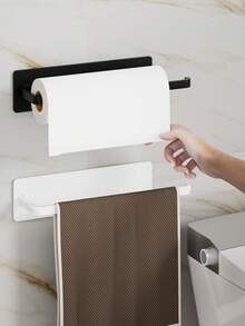 Wall Mounted Toilet Paper Holder, Durable Material, Multi-Function Towel Rack, Suitable For Kitchen And Bathroom Storage, Can Hold Toilet Paper Rolls, Cling Film And Towels, No Drilling Required - Multicolor - View 10