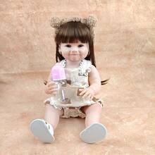 55厘米（22英寸）可爱仿真娃娃，全软乙烯基材质，逼真重生娃娃，带玩具，可玩过家家，生日礼物佳选 - 杏色 - 查看 3