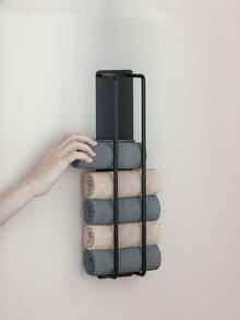 Wall-Mounted Iron Towel Rack With Shelves, Space-Saving Towel Organizer For Small Bathrooms - Multicolor - View 4