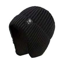 1 chiếc mũ len nam màu trơn, kiểu dáng thường ngày, thoải mái và ấm áp, có lớp lót giữ nhiệt hai lớp, mũ beanie dày dặn thời trang thích hợp cho các hoạt động thể thao ngoài trời, đạp xe, du lịch, phù hợp để đội hàng ngày. - màu đen - Xem 3