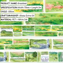 2m/Roll Grassland Transparent PET Tape Sky Masking Tape 3D Crystal Ink Decorative Stickers For Diary Scrapbooking Journal Stationery 100cm Loop - PET Tape - View 12