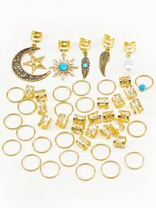 45pcs Baroque Style Ocean Element Hair Accessories, Suitable For Summer Hair Jewelry Braids Decoration, Suitable For Girls Music Festival - Gold - View 5