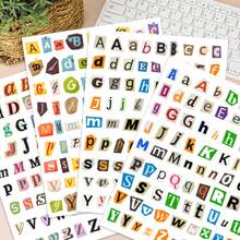 4/8/12张英文字母和数字符号贴纸套装，复古剪贴簿贴纸，装饰日记贴纸，剪贴簿用品套装，字母贴纸，适用于剪贴簿 - 彩色 - 查看 3