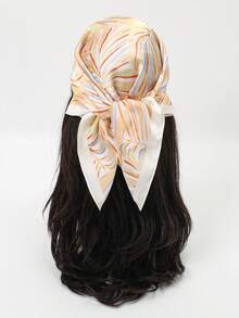 1条简约印花70厘米方形围巾，新款春季女士头巾，多功能腰带，包包装饰，头巾，时尚领巾 - 彩色 - 查看 6