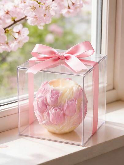 1 pieza Molde de silicona en forma de bola de flores de tulipán 3D, textura transparente resistente al calor y fácil de desmoldar, reutilizable, adecuado para velas/piedras aromáticas/artesanías de resina, decoración del hogar y regalo del Día de San Valentín