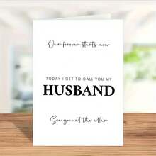 1pc Romantic Wedding Groom Card -Elegant, HeartfeltMessage Include, Perfect Gift From Brideg... - Multicolor - View 2