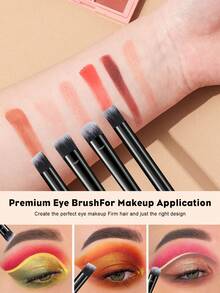 开斋节6件套柔软化妆刷套装，包括轮廓刷、眼影刷、眉刷、唇刷，适合初学者、专业化妆师和新手美容练习场景。 - 黑色 - 查看 3