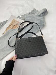 女士腰带装饰翻盖手提包单肩包 - 查看 8